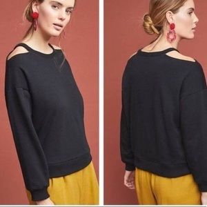 Maeve by Anthropologie Black Cold Shoulder Top Size Women’s XS